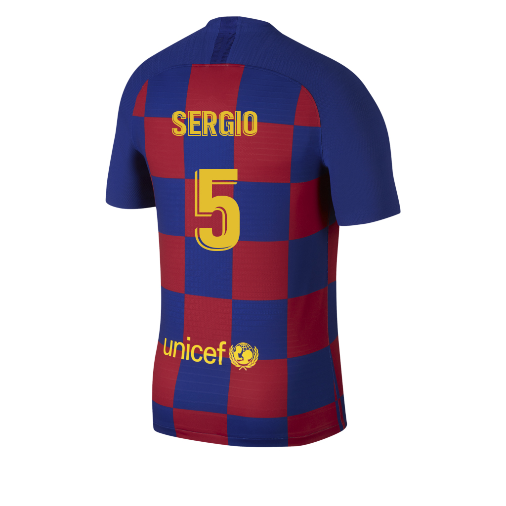 Herren Fußball Sergio Busquets 5 Heimtrikot Blau Rot Trikot 2019/20 Hemd