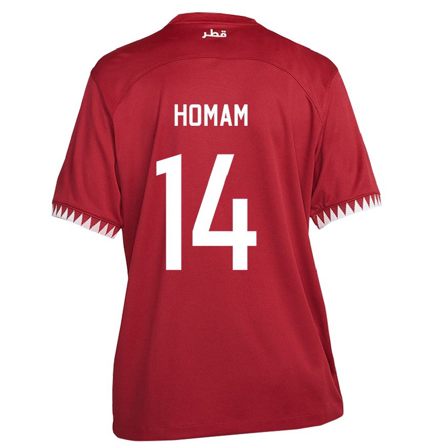 Kandiny Kinder Katarische Homam Ahmed #14 Kastanienbraun Heimtrikot Trikot 22-24 T-shirt