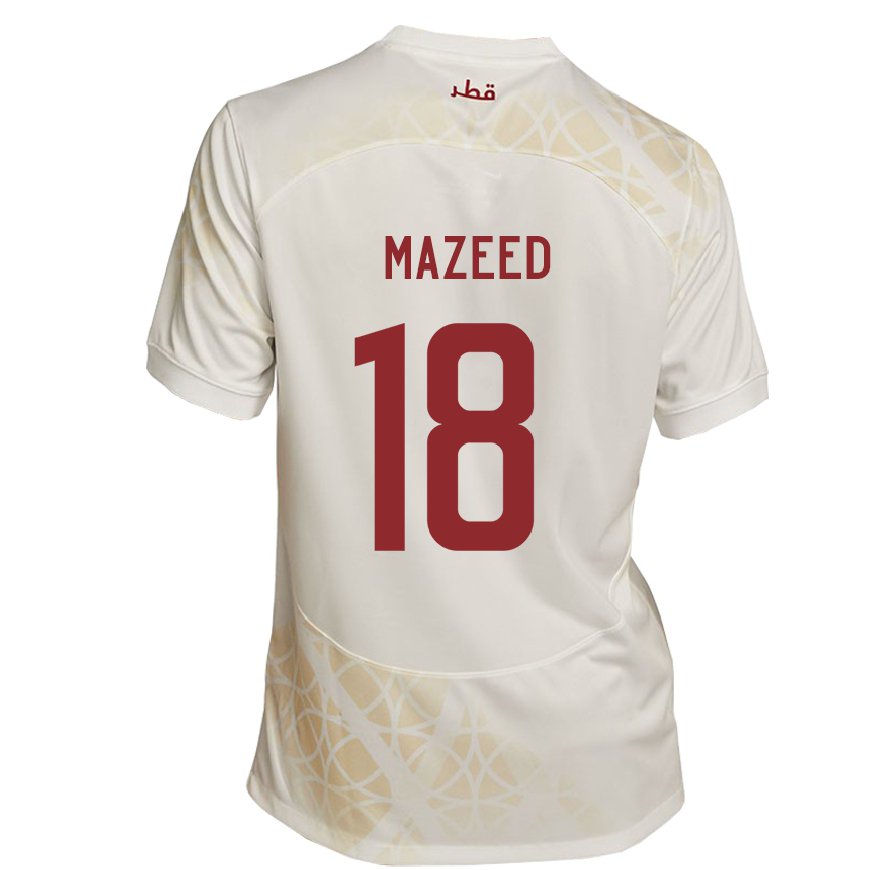 Kandiny Kinder Katarische Khalid Muneer Ali #18 Goldbeige Auswärtstrikot Trikot 22-24 T-shirt