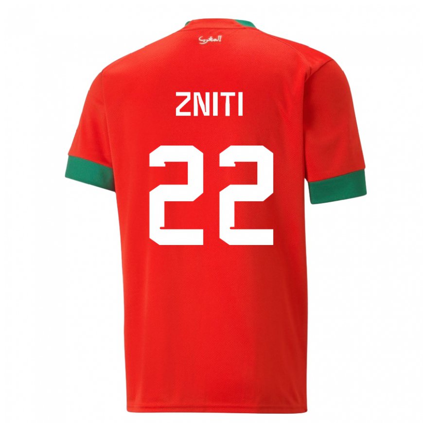 Kandiny Herren Marokkanische Anas Zniti #22 Rot Heimtrikot Trikot 22-24 T-shirt