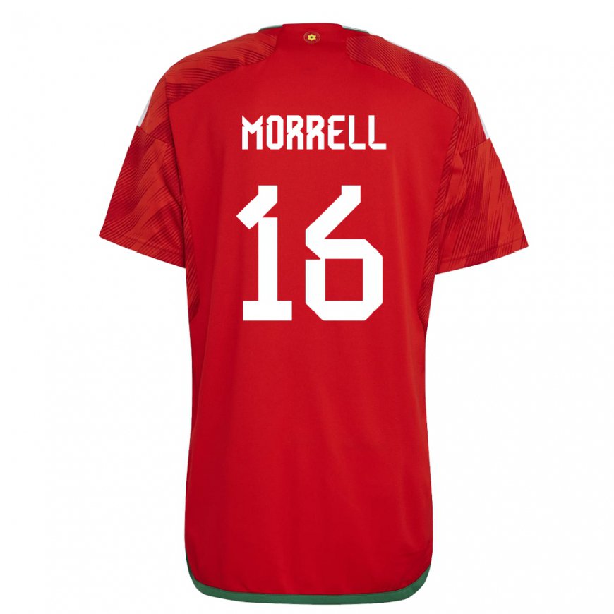 Kandiny Herren Walisische Joe Morrell #16 Rot Heimtrikot Trikot 22-24 T-shirt