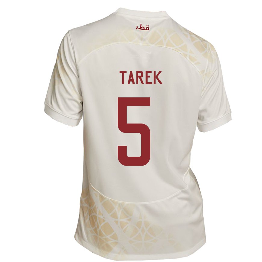 Kandiny Herren Katarische Tarek Salman #5 Goldbeige Auswärtstrikot Trikot 22-24 T-shirt