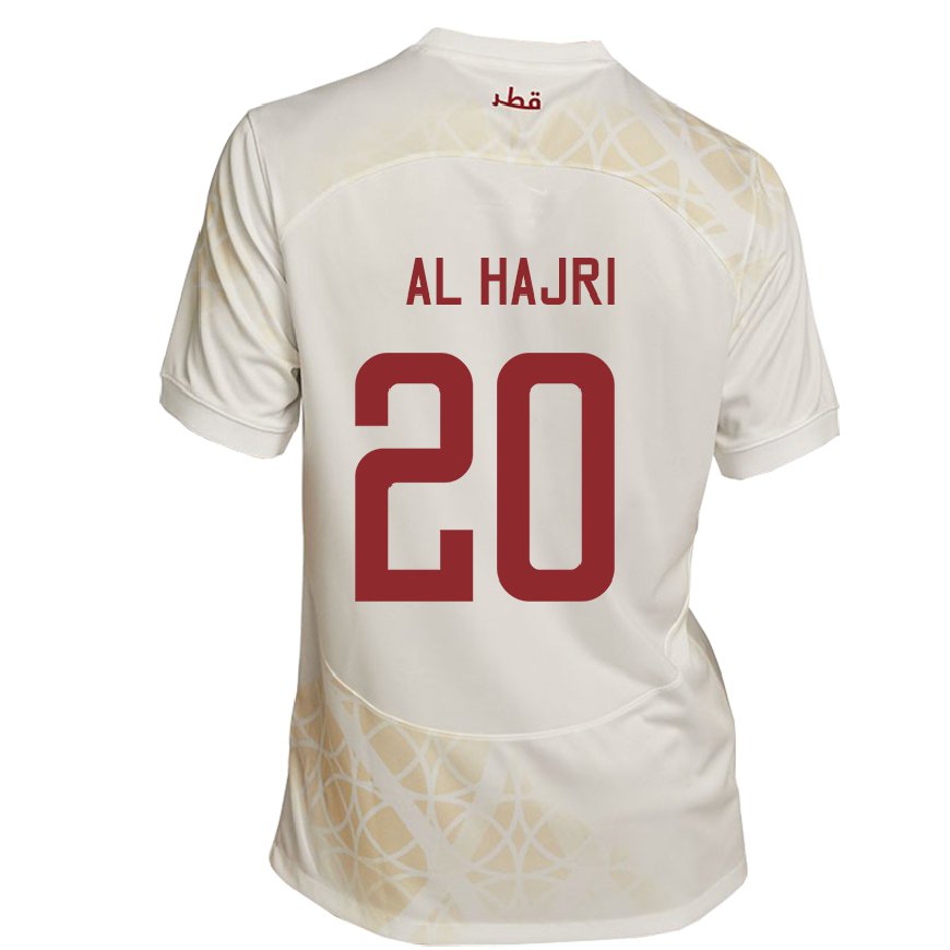 Kandiny Herren Katarische Salem Al Hajri #20 Goldbeige Auswärtstrikot Trikot 22-24 T-shirt