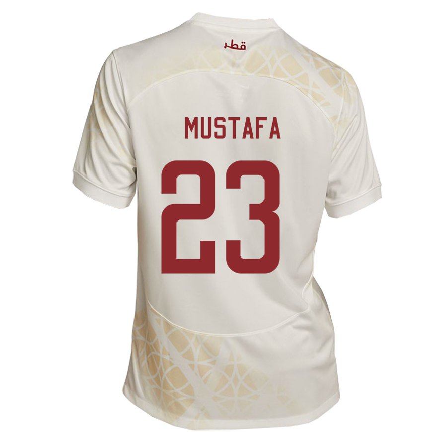 Kandiny Herren Katarische Mustafa Mashaal #23 Goldbeige Auswärtstrikot Trikot 22-24 T-shirt