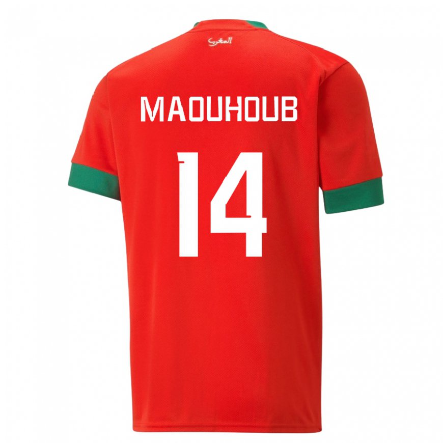 Kandiny Kinder Marokkanische El Mehdi Maouhoub #14 Rot Heimtrikot Trikot 22-24 T-shirt