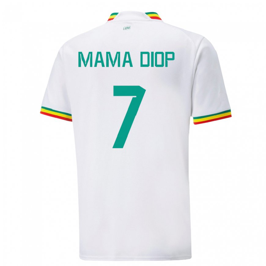 Kandiny Herren Senegalesische Mama Diop #7 Weiß Heimtrikot Trikot 22-24 T-shirt