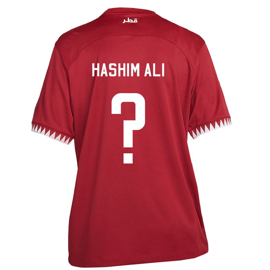 Kandiny Herren Katarische Hashim Ali #0 Kastanienbraun Heimtrikot Trikot 22-24 T-shirt