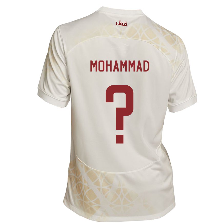 Kandiny Herren Katarische Khaled Mohammad #0 Goldbeige Auswärtstrikot Trikot 22-24 T-shirt