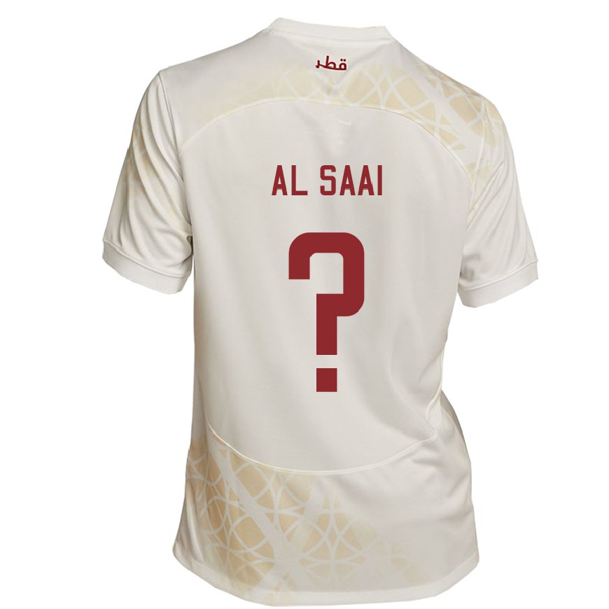 Kandiny Herren Katarische Abdallah Al Saai #0 Goldbeige Auswärtstrikot Trikot 22-24 T-shirt