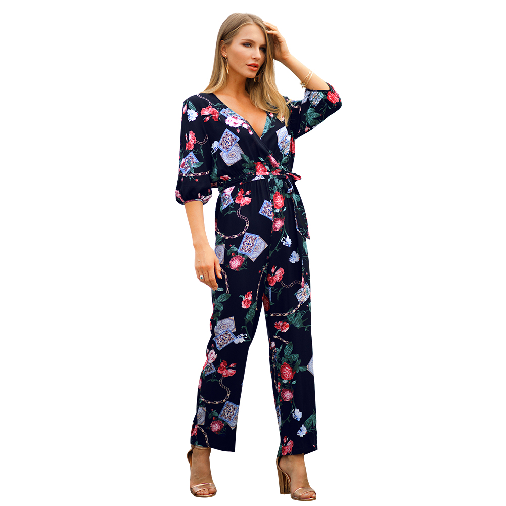 Kandiny - 2019 new explosion black print jumpsuit