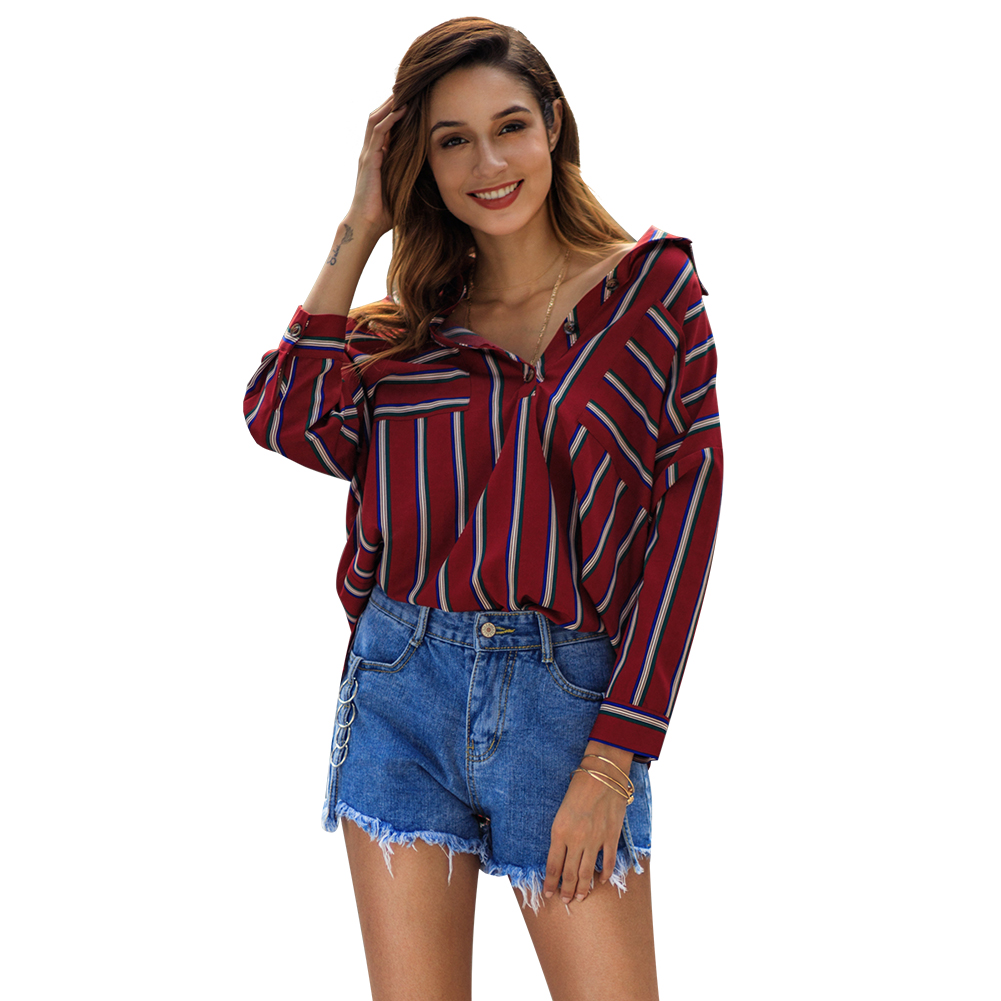 Kandiny - Ladies large size long sleeve striped shirt