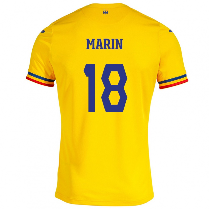 Kandiny Kinder Rumänische Răzvan Marin #18 Gelb Heimtrikot Trikot 24-26 T-Shirt