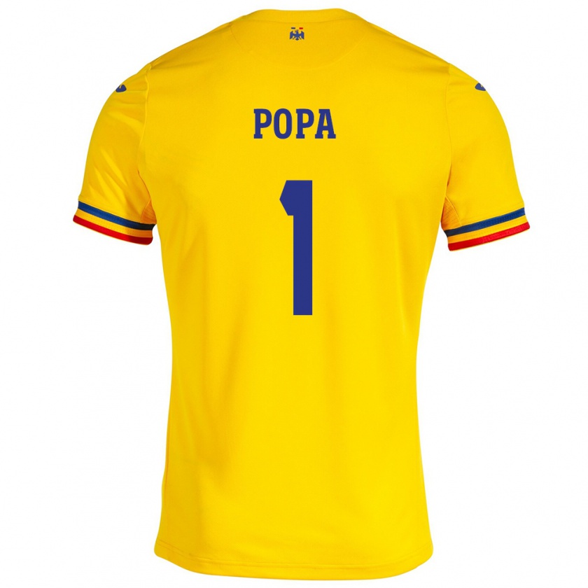 Kandiny Kinder Rumänische Robert Popa #1 Gelb Heimtrikot Trikot 24-26 T-Shirt