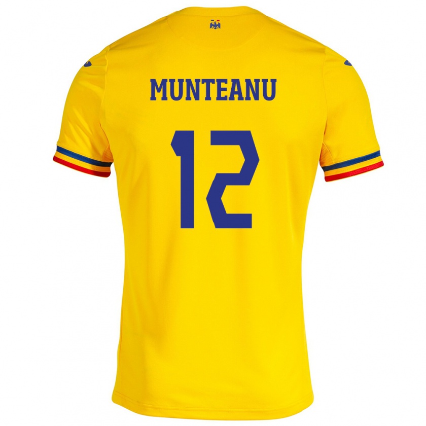 Kandiny Kinder Rumänische Rafael Munteanu #12 Gelb Heimtrikot Trikot 24-26 T-Shirt