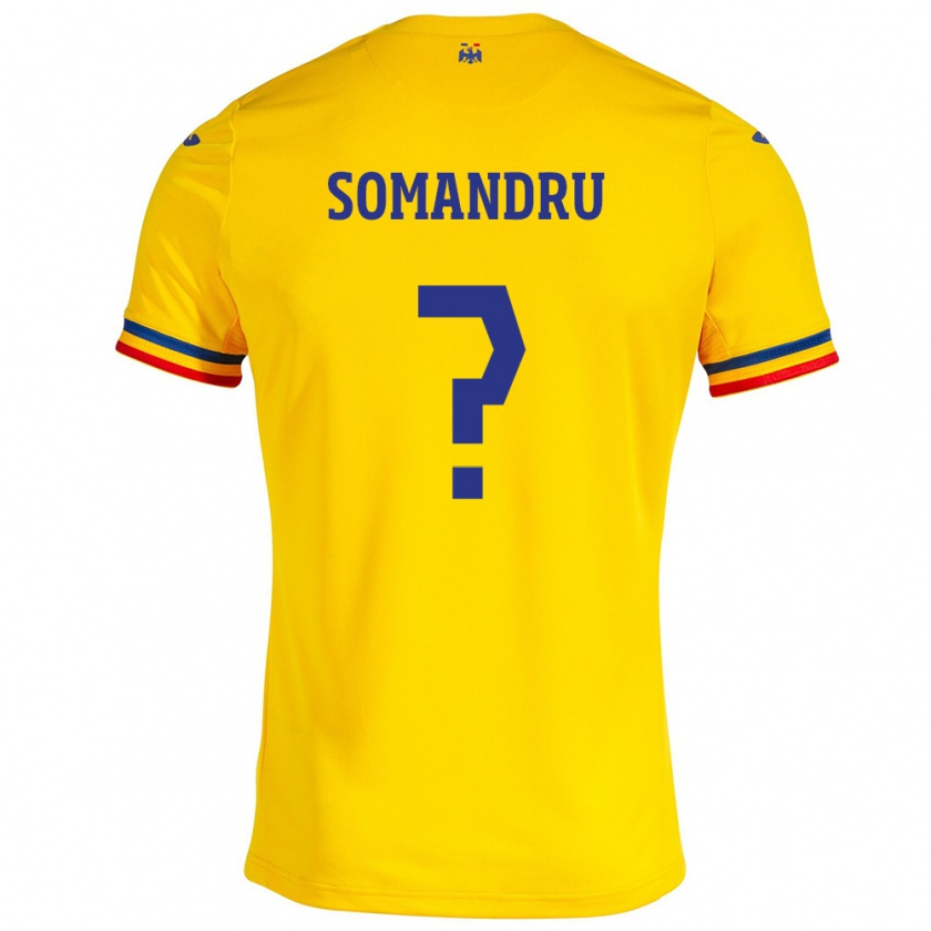 Kandiny Kinder Rumänische Eric Somandru #0 Gelb Heimtrikot Trikot 24-26 T-Shirt