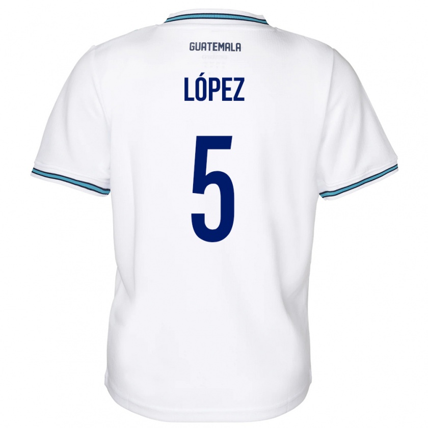 Kandiny Kinder Guatemala Jeffery López #5 Weiß Heimtrikot Trikot 24-26 T-Shirt