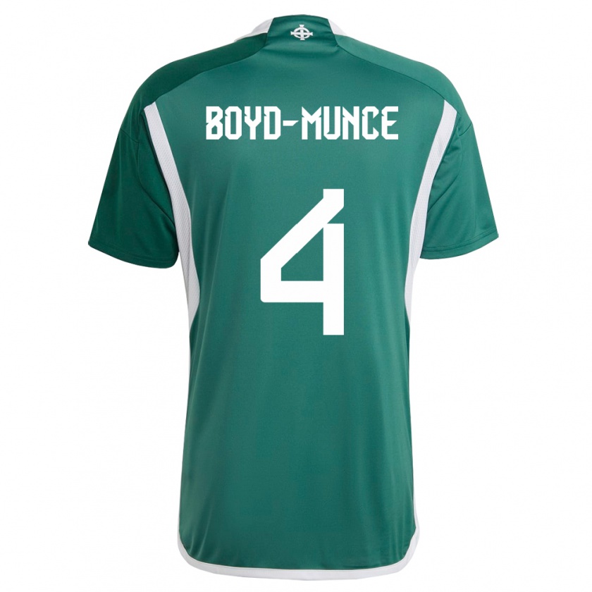 Kandiny Kinder Nordirland Caolan Boyd-Munce #4 Grün Heimtrikot Trikot 24-26 T-Shirt