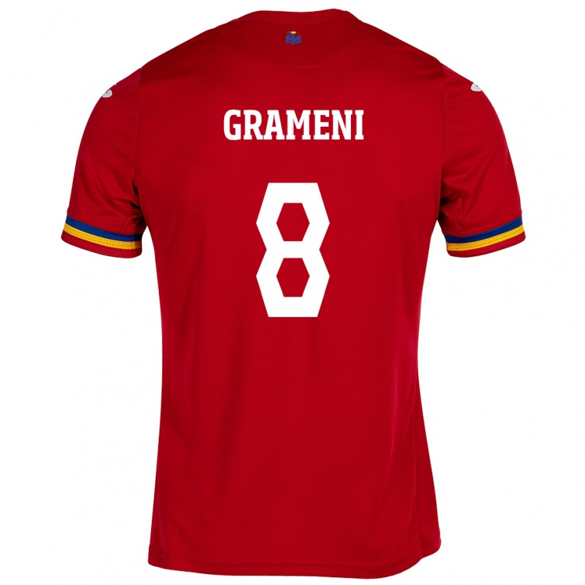 Kandiny Kinder Rumänische Constantin Grameni #8 Rot Auswärtstrikot Trikot 24-26 T-Shirt