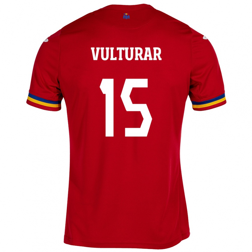 Kandiny Kinder Rumänische Cătălin Vulturar #15 Rot Auswärtstrikot Trikot 24-26 T-Shirt