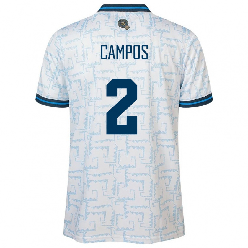 Kandiny Kinder El Salvador Adonis Campos #2 Weiß Auswärtstrikot Trikot 24-26 T-Shirt