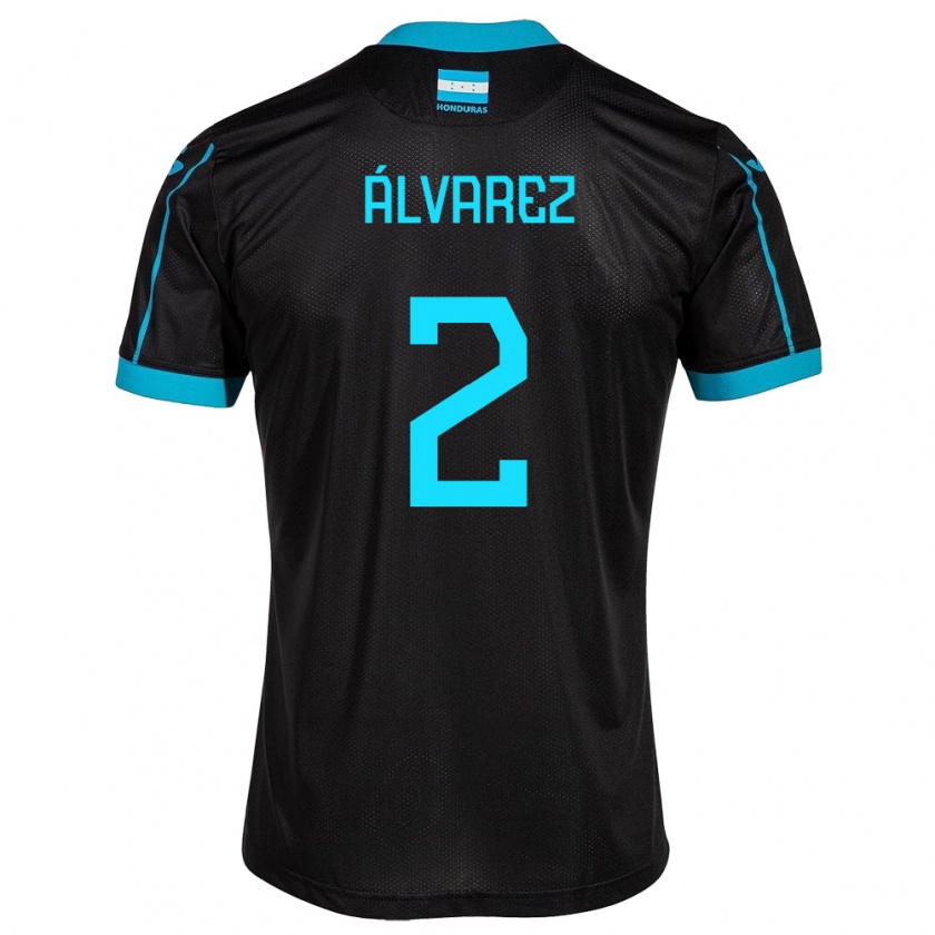 Kandiny Kinder Honduras Kevin Álvarez #2 Schwarz Auswärtstrikot Trikot 24-26 T-Shirt