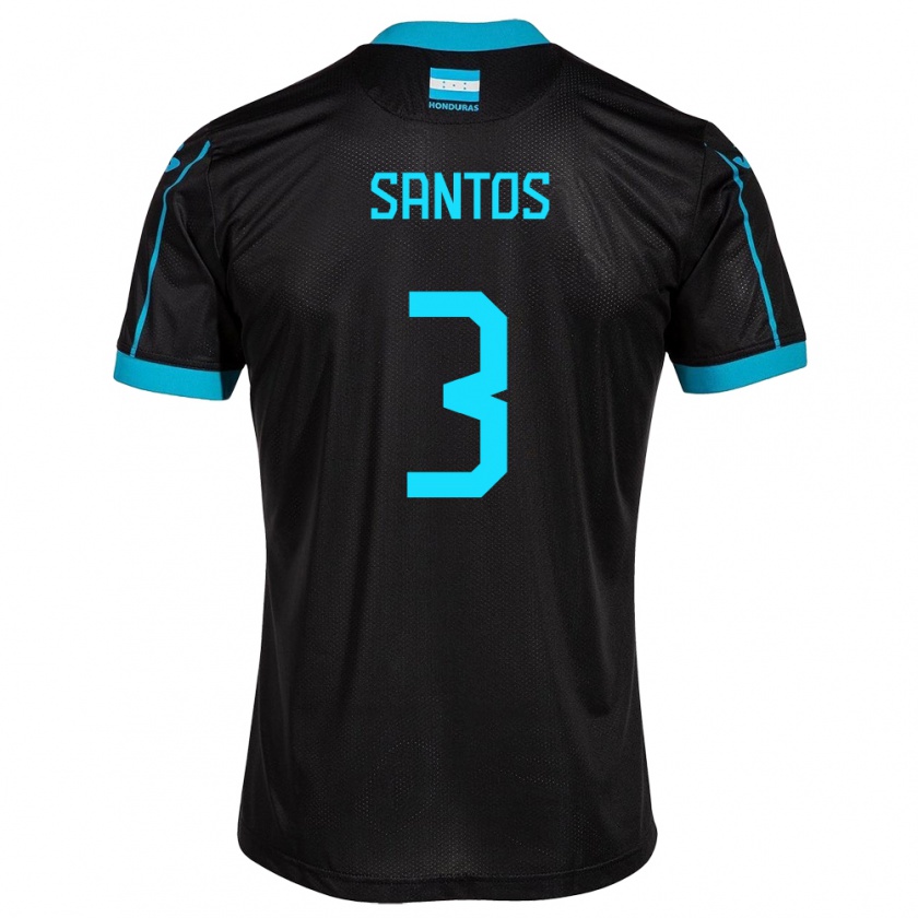 Kandiny Kinder Honduras Marcelo Santos #3 Schwarz Auswärtstrikot Trikot 24-26 T-Shirt