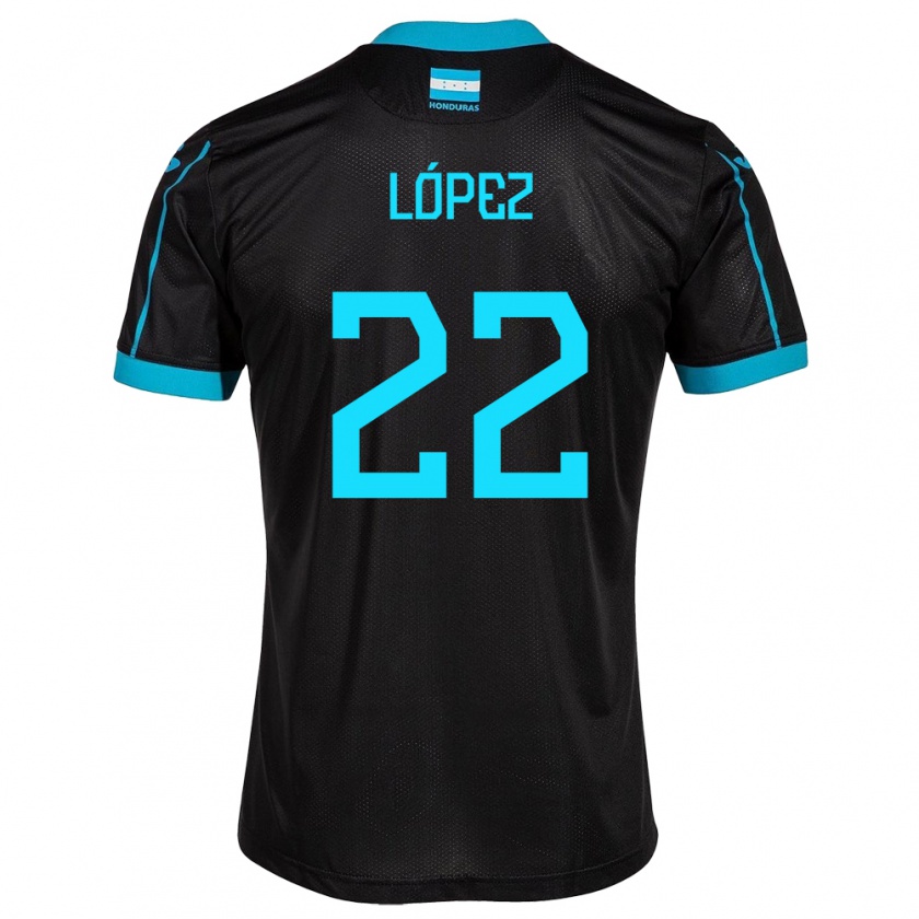 Kandiny Kinder Honduras Luis López #22 Schwarz Auswärtstrikot Trikot 24-26 T-Shirt