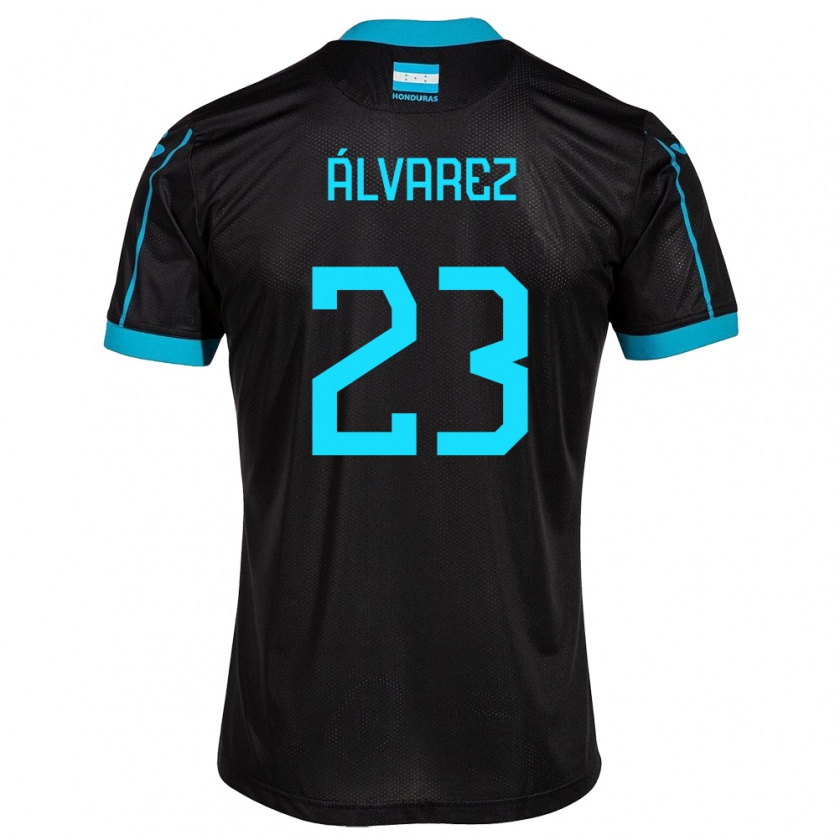 Kandiny Kinder Honduras Jorge Álvarez #23 Schwarz Auswärtstrikot Trikot 24-26 T-Shirt