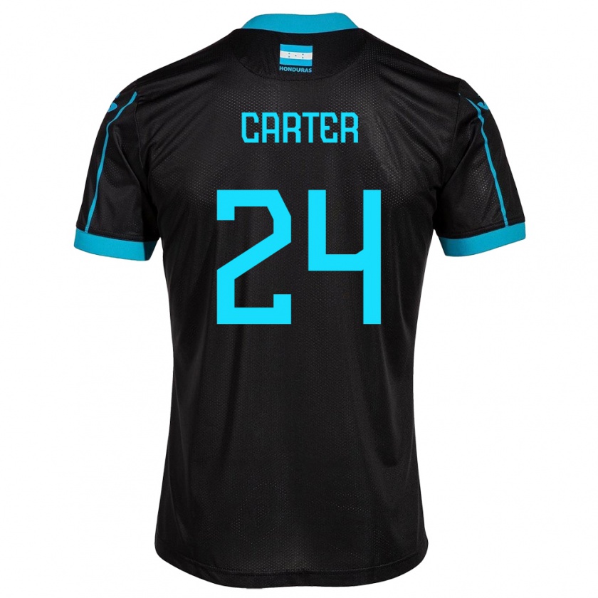 Kandiny Kinder Honduras Daniel Carter #24 Schwarz Auswärtstrikot Trikot 24-26 T-Shirt