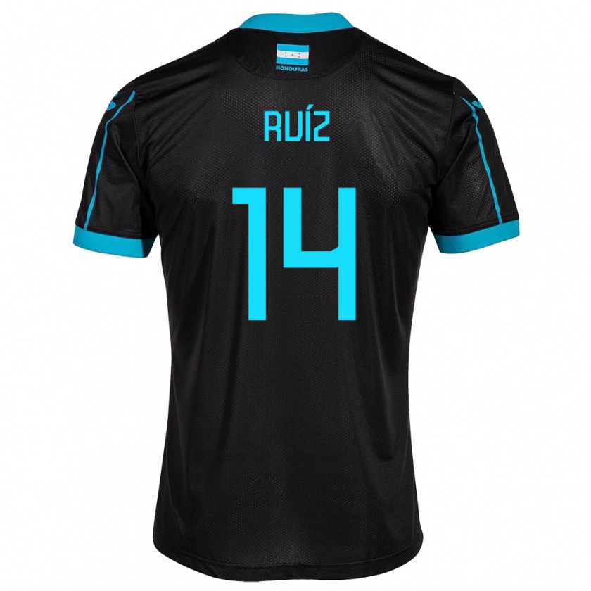 Kandiny Kinder Honduras David Ruíz #14 Schwarz Auswärtstrikot Trikot 24-26 T-Shirt