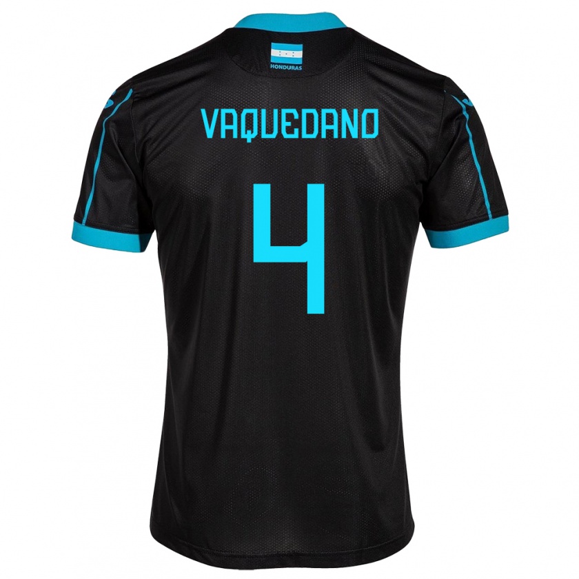 Kandiny Kinder Honduras Brayan Vaquedano #4 Schwarz Auswärtstrikot Trikot 24-26 T-Shirt