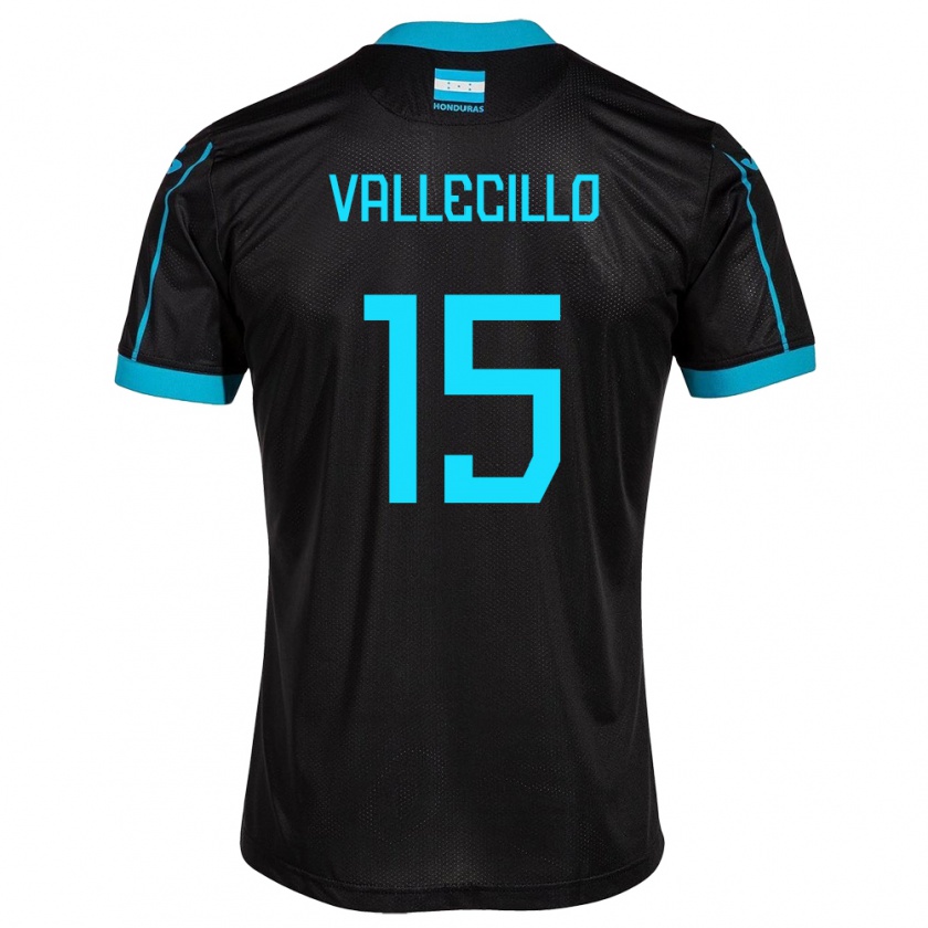 Kandiny Kinder Honduras Eric Vallecillo #15 Schwarz Auswärtstrikot Trikot 24-26 T-Shirt