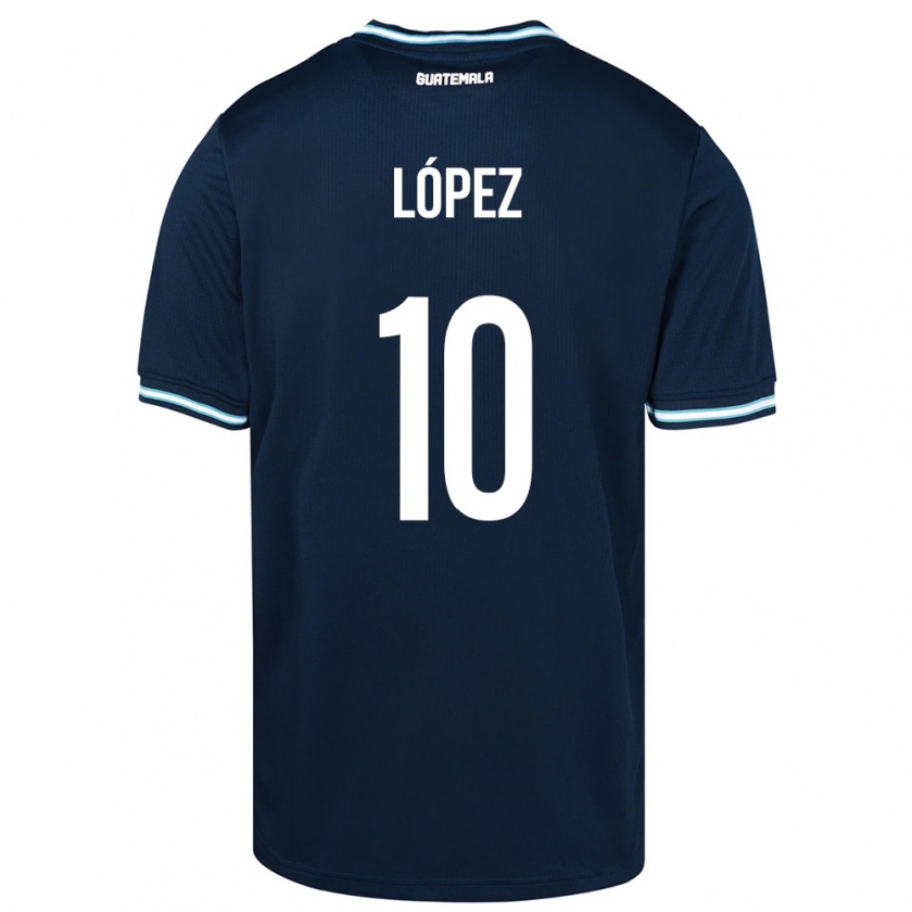 Kandiny Kinder Guatemala Antonio López #10 Blau Auswärtstrikot Trikot 24-26 T-Shirt