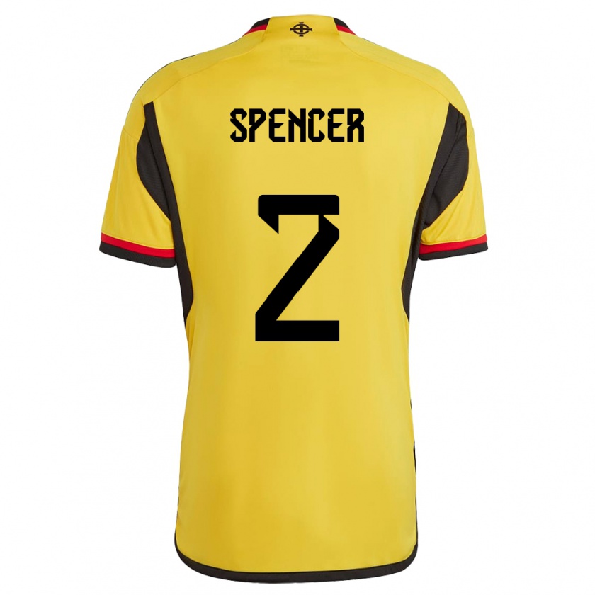 Kandiny Kinder Nordirland Brodie Spencer #2 Weiß Auswärtstrikot Trikot 24-26 T-Shirt