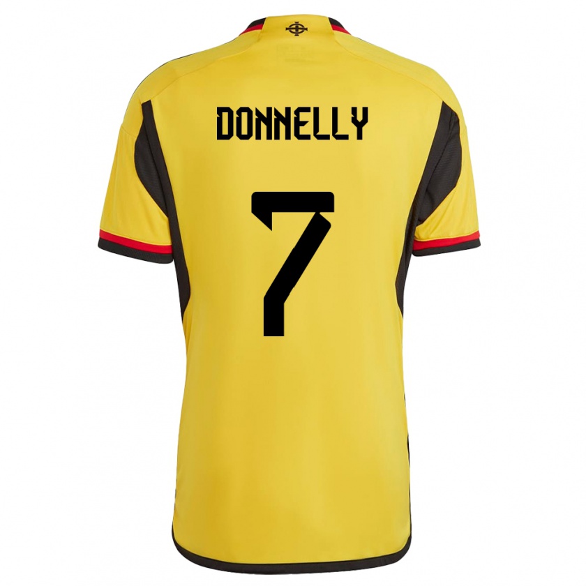 Kandiny Kinder Nordirland Caolan Donnelly #7 Weiß Auswärtstrikot Trikot 24-26 T-Shirt