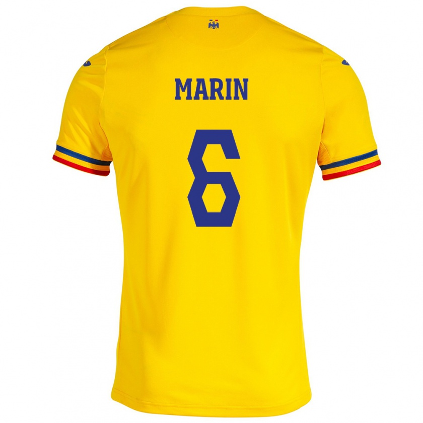 Kandiny Herren Rumänische Marius Marin #6 Gelb Heimtrikot Trikot 24-26 T-Shirt