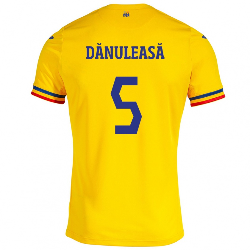 Kandiny Herren Rumänische Gabriel Dănuleasă #5 Gelb Heimtrikot Trikot 24-26 T-Shirt