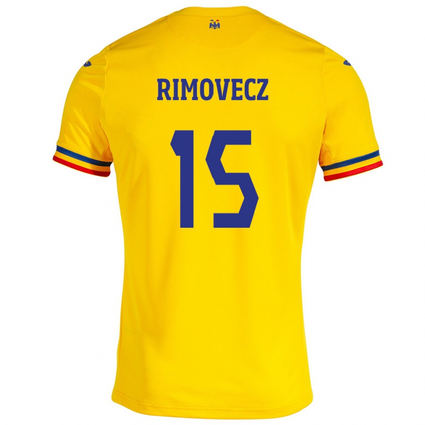 Kandiny Herren Rumänische Sergiu Rimovecz #15 Gelb Heimtrikot Trikot 24-26 T-Shirt