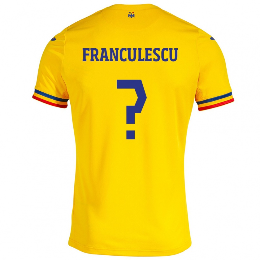 Kandiny Herren Rumänische Adrian Frânculescu #0 Gelb Heimtrikot Trikot 24-26 T-Shirt