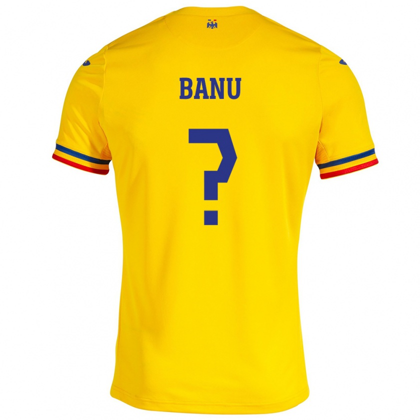 Kandiny Herren Rumänische Luca Banu #0 Gelb Heimtrikot Trikot 24-26 T-Shirt