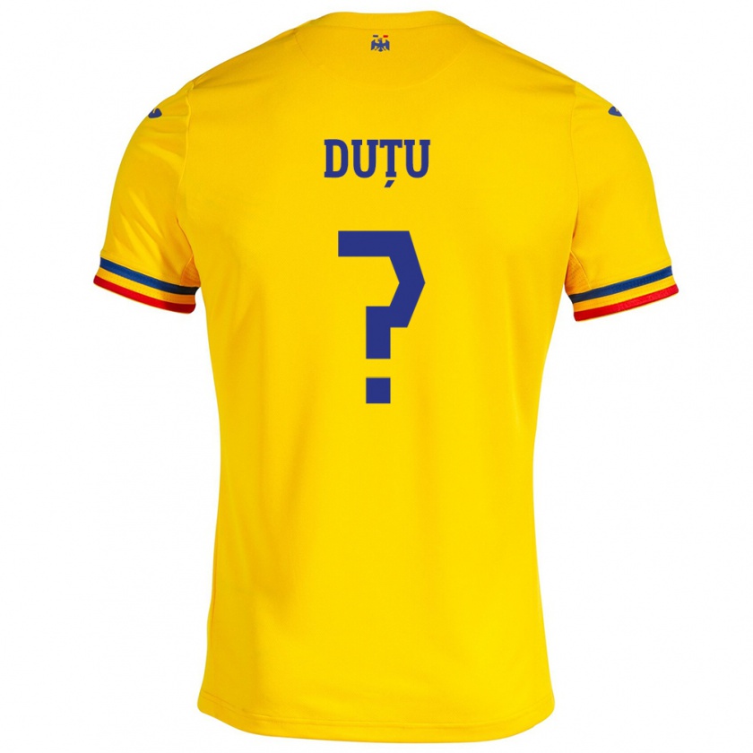 Kandiny Herren Rumänische Matteo Duțu #0 Gelb Heimtrikot Trikot 24-26 T-Shirt