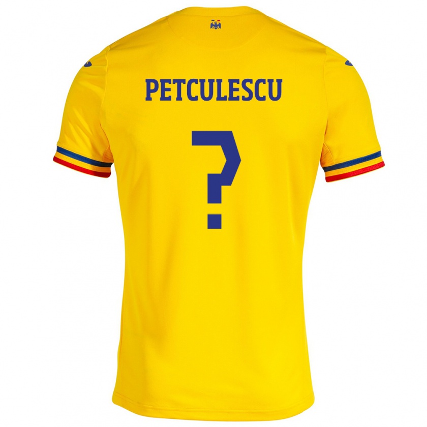 Kandiny Herren Rumänische Robert Petculescu #0 Gelb Heimtrikot Trikot 24-26 T-Shirt