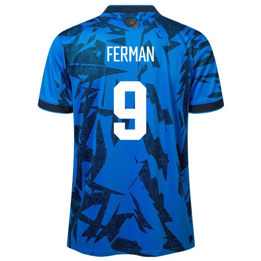 Kandiny Herren El Salvador Javier Ferman #9 Blau Heimtrikot Trikot 24-26 T-Shirt