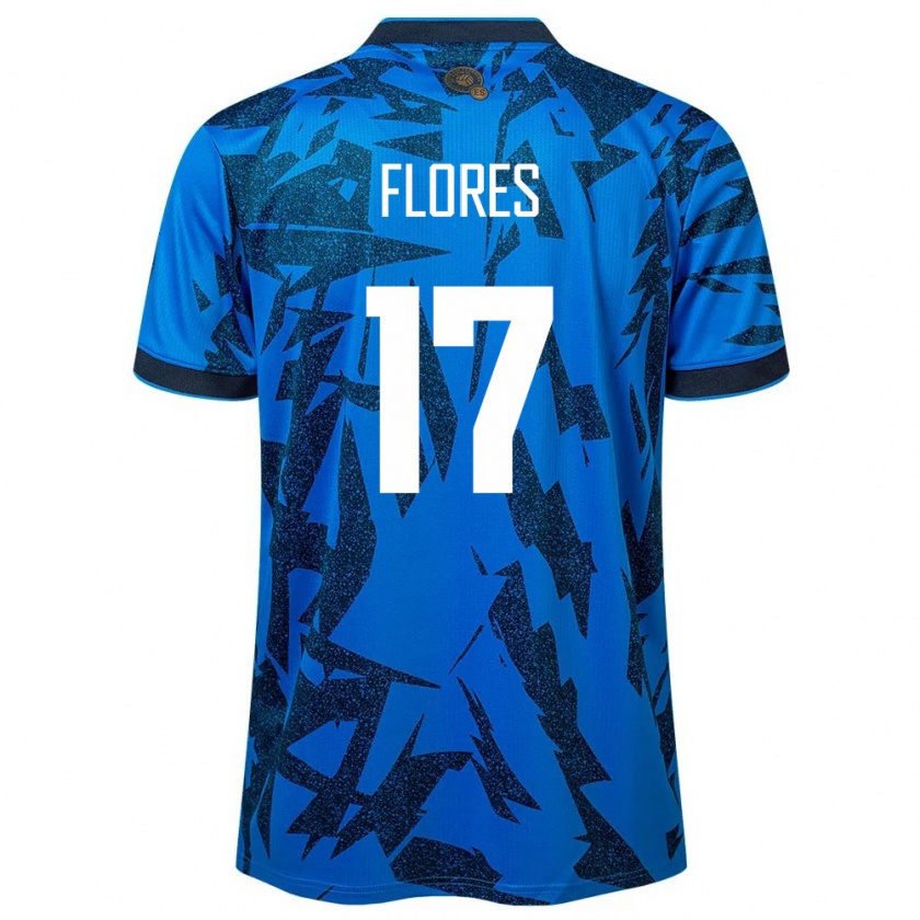 Kandiny Herren El Salvador Diego Flores #17 Blau Heimtrikot Trikot 24-26 T-Shirt