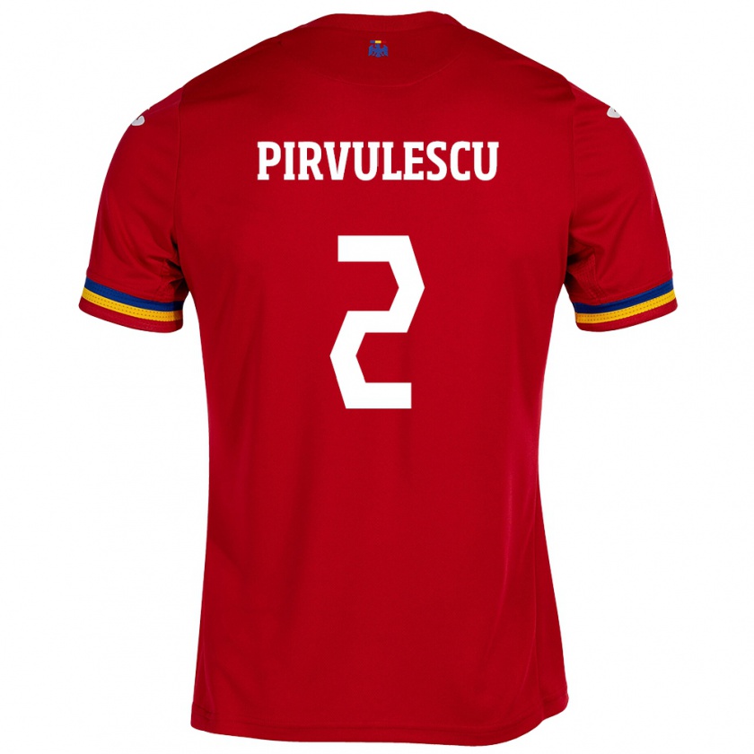 Kandiny Herren Rumänische Sergiu Pîrvulescu #2 Rot Auswärtstrikot Trikot 24-26 T-Shirt