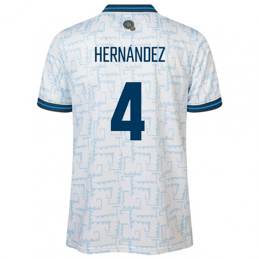 Kandiny Herren El Salvador Elaily Hernández #4 Weiß Auswärtstrikot Trikot 24-26 T-Shirt