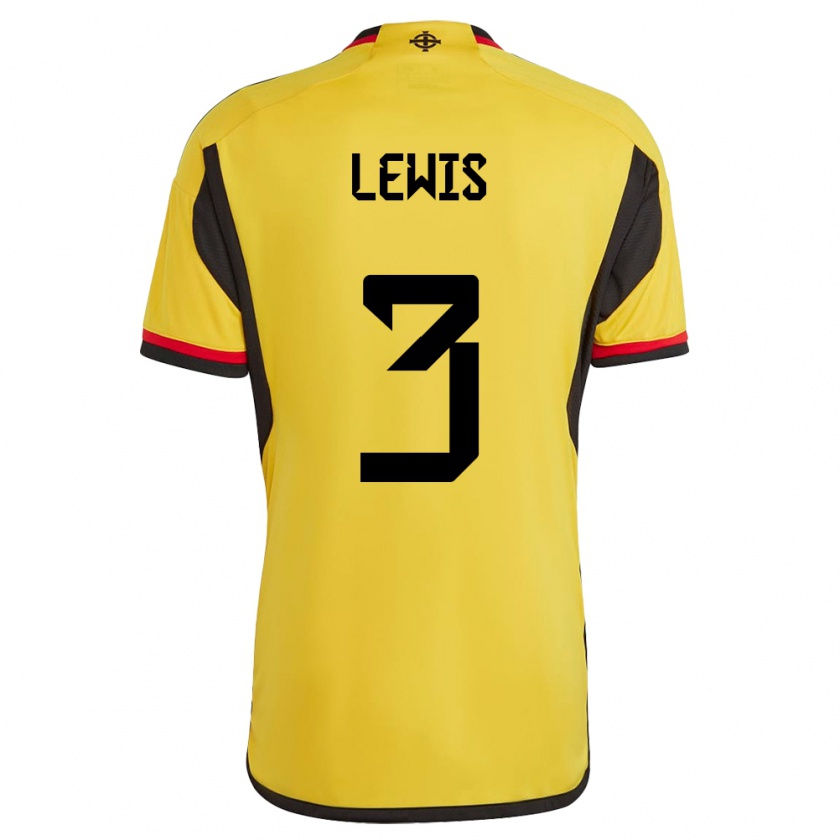 Kandiny Herren Nordirland Jamal Lewis #3 Weiß Auswärtstrikot Trikot 24-26 T-Shirt