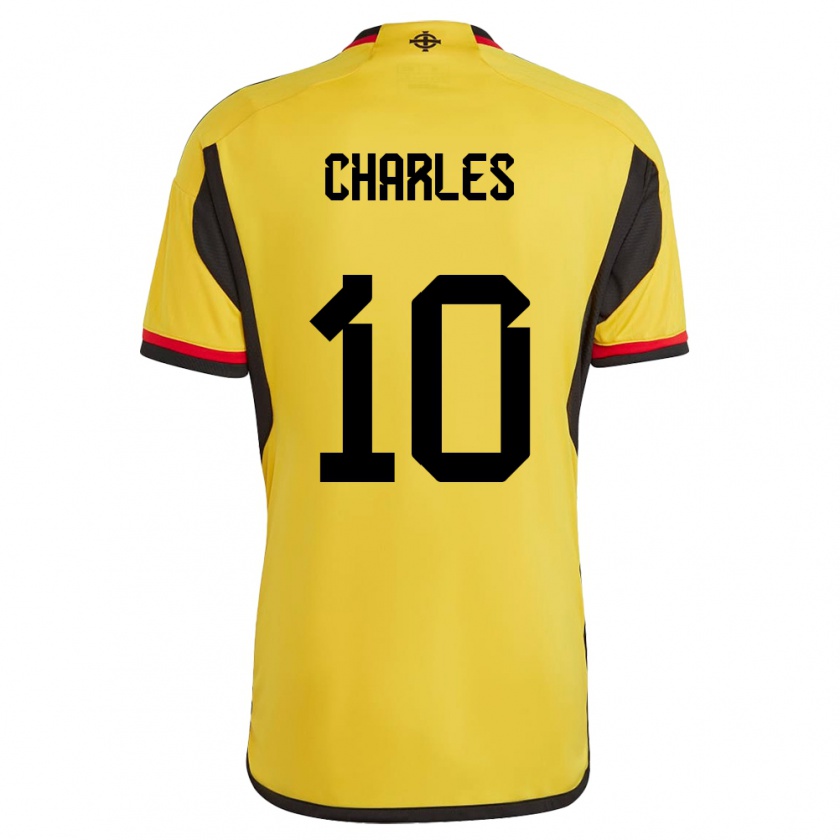 Kandiny Herren Nordirland Dion Charles #10 Weiß Auswärtstrikot Trikot 24-26 T-Shirt