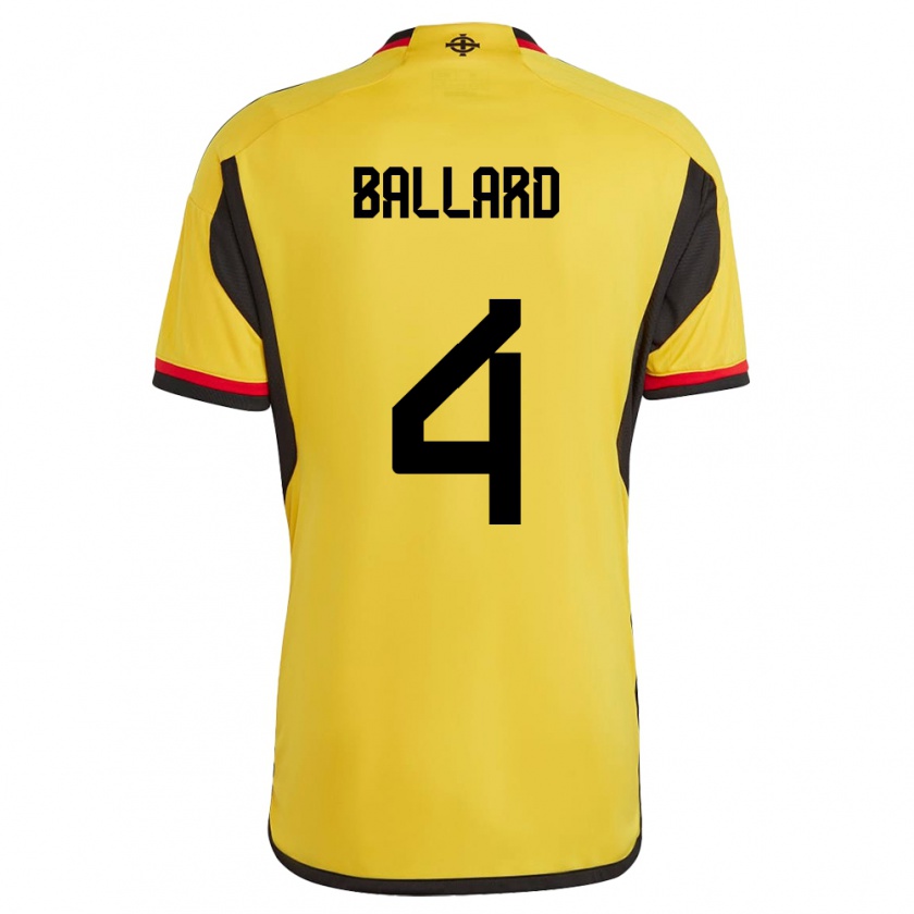 Kandiny Herren Nordirland Daniel Ballard #4 Weiß Auswärtstrikot Trikot 24-26 T-Shirt