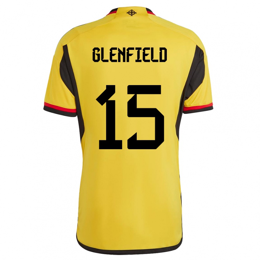 Kandiny Herren Nordirland Sam Glenfield #15 Weiß Auswärtstrikot Trikot 24-26 T-Shirt